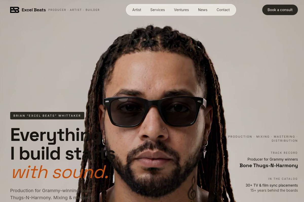 Excel Beats website screenshot